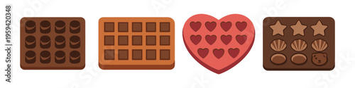 Collection of diverse chocolate molds for baking and confectionery creations