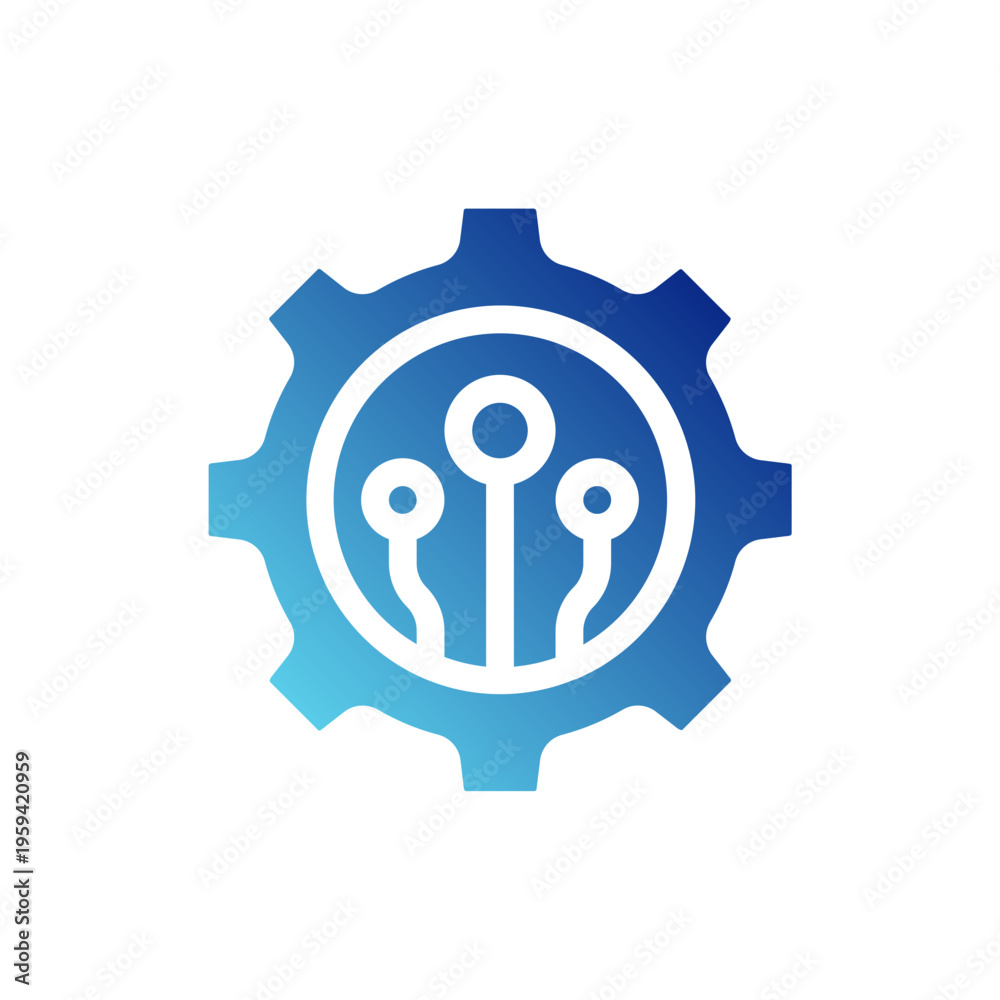 Obraz premium settings gear. This is a vector single icon with a solid gradient style. It is suitable for various purposes, including website design, mobile app design, and logo design.