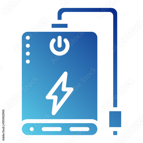 power bank. This is a vector single icon with a solid gradient style. It is suitable for various purposes, including website design, mobile app design, and logo design.