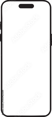 Minimalist smartphone outline modern mobile phone vector illustration for app design and technology concepts isolated on white