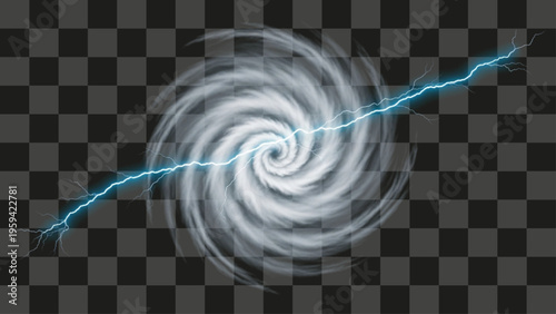 Intense atmospheric vortex swirling dynamically with a brilliant electrical discharge