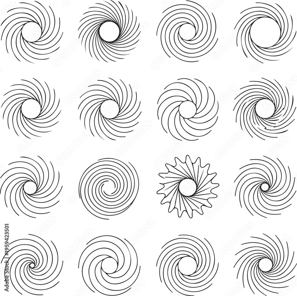 Fototapeta premium Metal springs icons set. silhouette of spring linear design. Line with Editable stroke