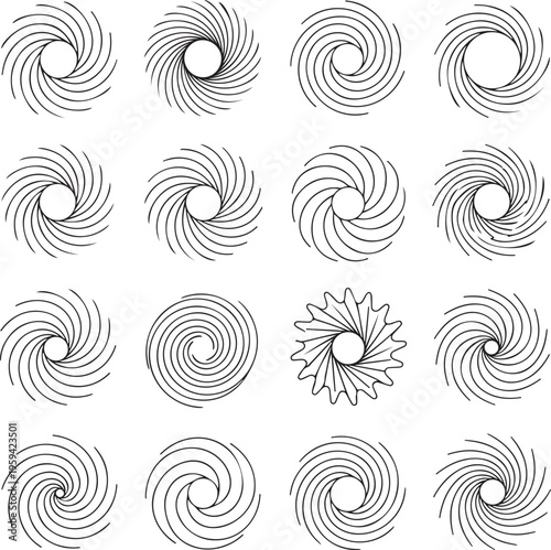 Metal springs icons set. silhouette of spring linear design. Line with Editable stroke