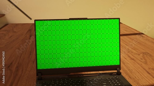 Laptop Green Screen Footage 3D Render 