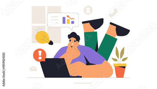 A man working on laptop with creative ideas and inspiration