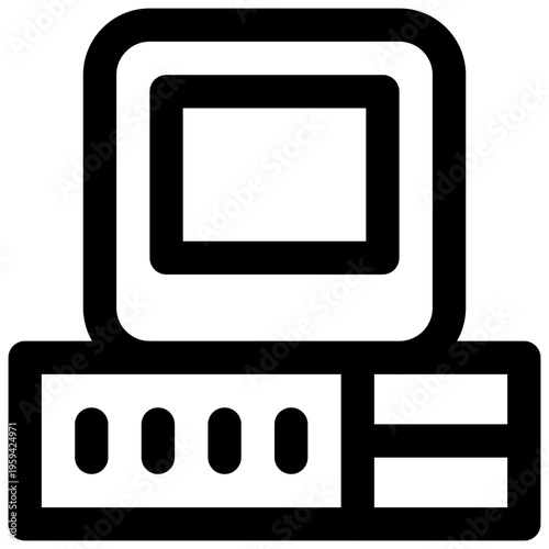 Vintage computer. Editable stroke vector icon.