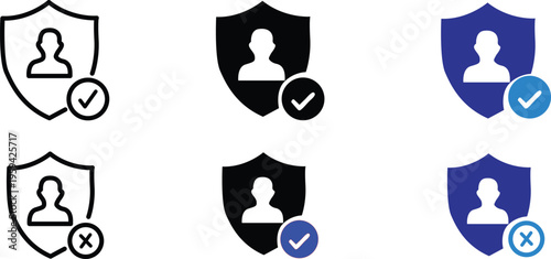 Security icons with shield and checkmark symbols