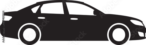 Side view silhouette of a sedan car vehicle 1