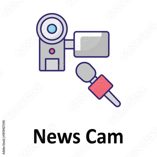 News Cam Vector icon which can easily modify or edit