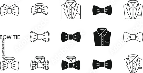 Collection of bow ties and formal shirts for men, elegant fashion accessories for special occasions