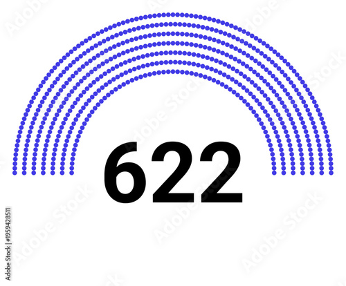 Hemicycle 622 seats - 8 rows