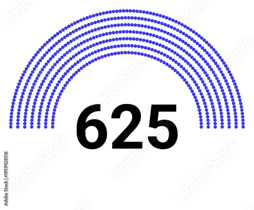 Hemicycle 625 seats - 8 rows