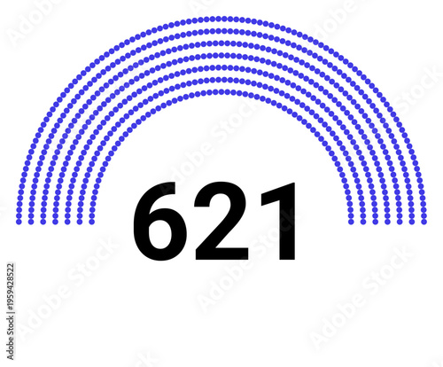 Hemicycle 621 seats - 8 rows
