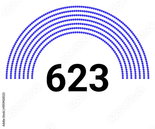 Hemicycle 623 seats - 8 rows