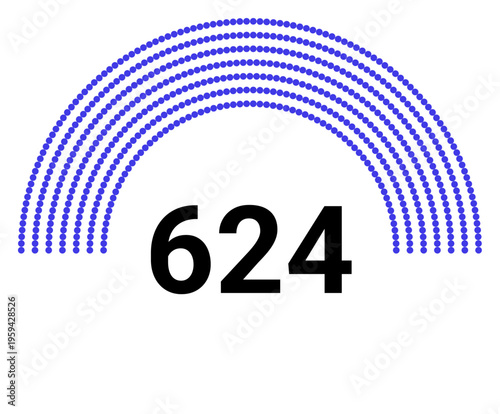 Hemicycle 624 seats - 8 rows