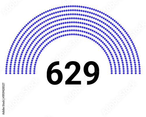 Hemicycle 629 seats - 8 rows