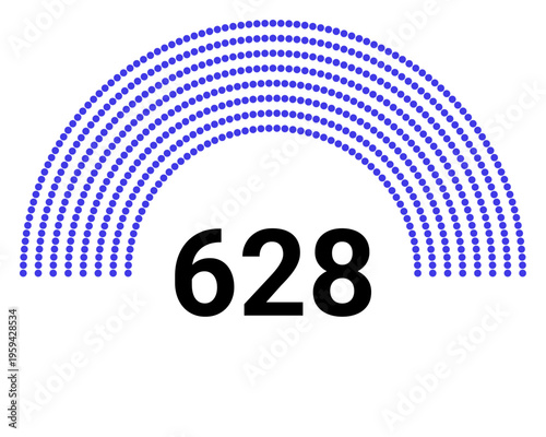 Hemicycle 628 seats - 8 rows