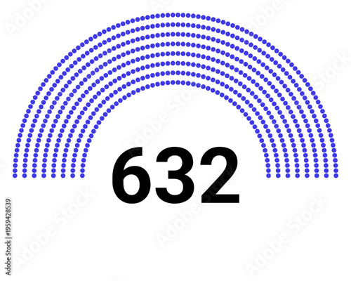 Hemicycle 632 seats - 8 rows