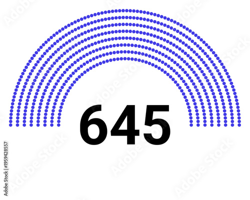 Hemicycle 645 seats - 8 rows