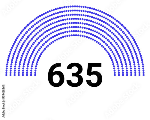 Hemicycle 635 seats - 8 rows