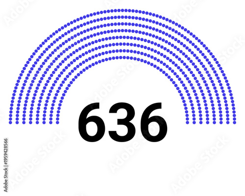 Hemicycle 636 seats - 8 rows