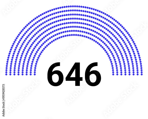 Hemicycle 646 seats - 8 rows