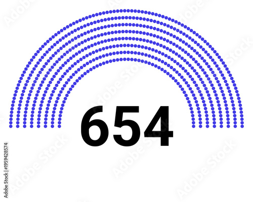 Hemicycle 654 seats - 8 rows