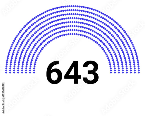 Hemicycle 643 seats - 8 rows