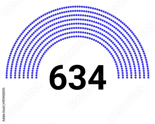 Hemicycle 634 seats - 8 rows