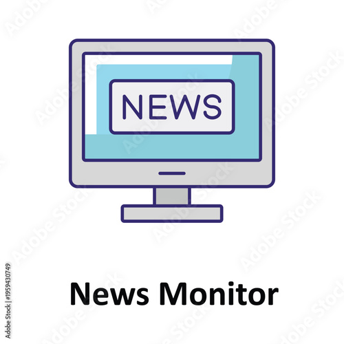 News Monitor Vector icon which can easily modify or edit