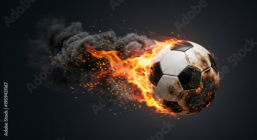 Konstfotografi burning soccer ball