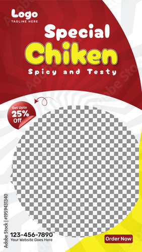 Food Instagram and Facebook Story Template for Restaurant Promotion, Delicious Meal Advertising Design with Special Offer