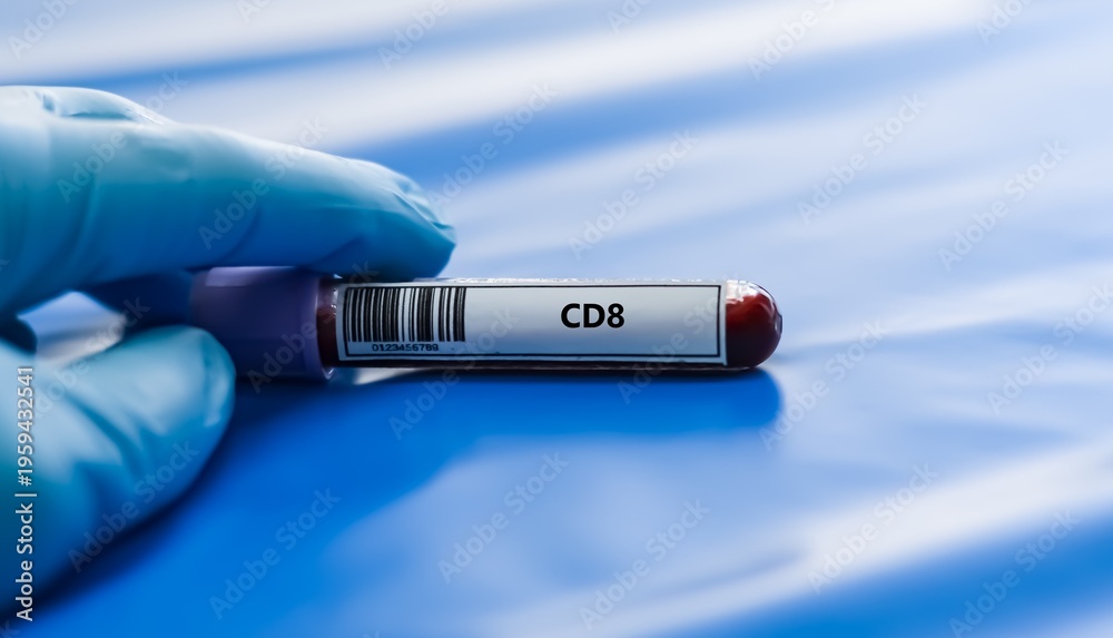 Obraz premium Blood sample tube for CD8 test analysis.