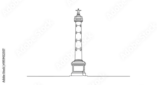 Stylized outline of a tall, classical column topped by a figure