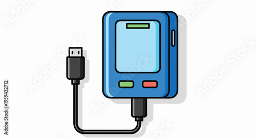 Portable hard drive external storage device with usb cable for digital backup technology vector design image