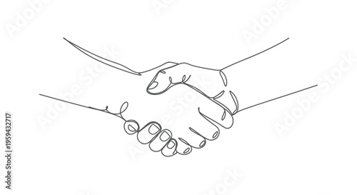 Minimalist line drawing of two hands shaking in agreement