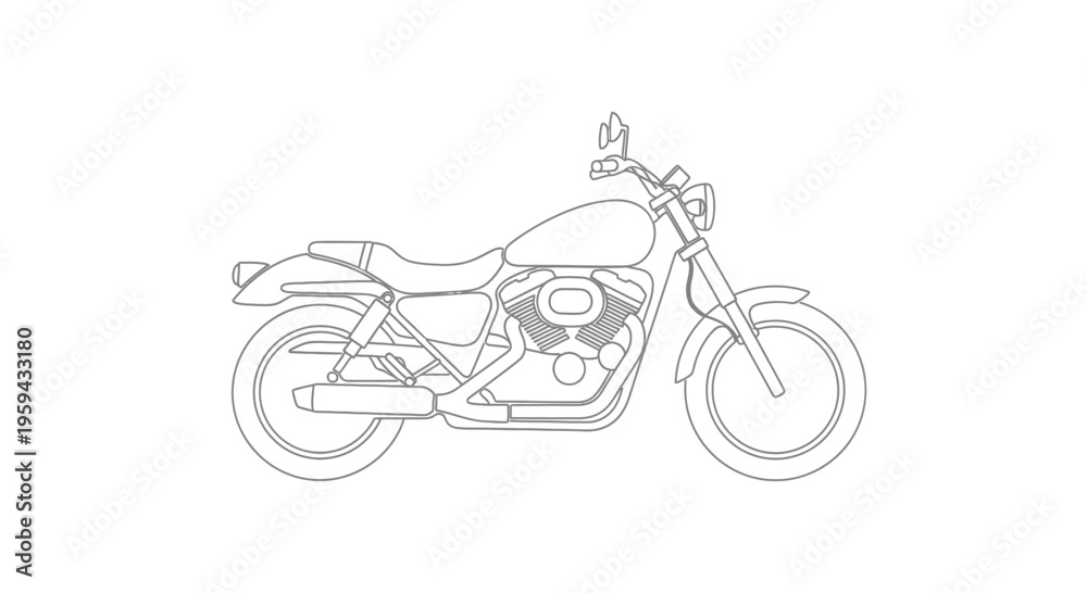 Obraz premium Line art of a detailed motorcycle on a white background