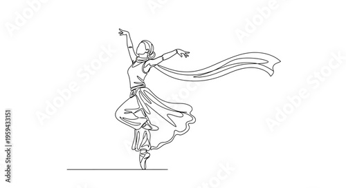 Graceful dancer with flowing scarf in motion