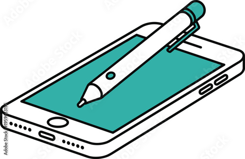 Digital pen writing on a smartphone screen showing modern electronic signature and creative drawing concepts