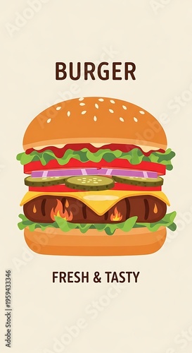 Delicious cheeseburger with fresh ingredients.