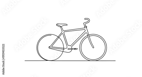 Minimalist line drawing of a bicycle on a flat surface