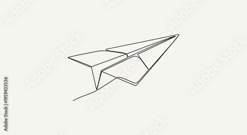 Minimalist line art of a paper airplane in flight (2)