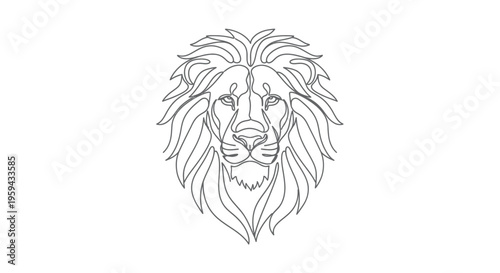 Stylized line art depicting a lion's head with a flowing mane