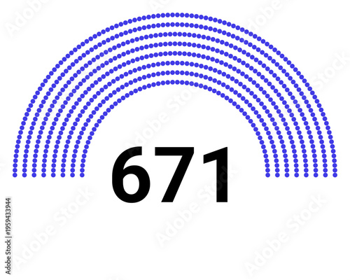 Hemicycle 671 seats - 8 rows
