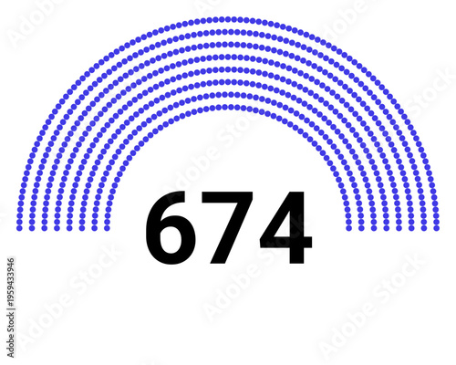 Hemicycle 674 seats - 8 rows