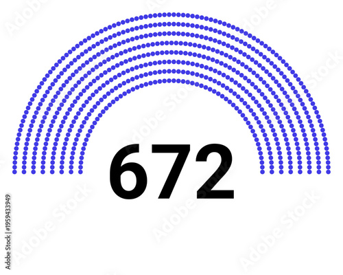 Hemicycle 672 seats - 8 rows