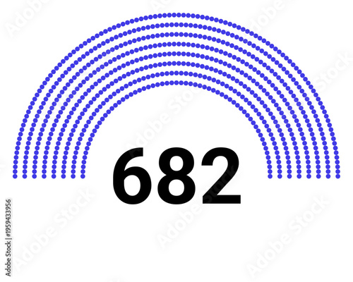 Hemicycle 682 seats - 8 rows