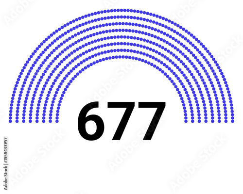 Hemicycle 677 seats - 8 rows