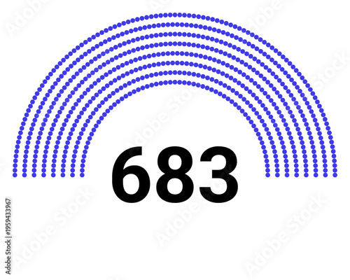 Hemicycle 683 seats - 8 rows