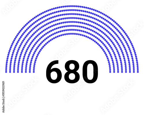 Hemicycle 680 seats - 8 rows